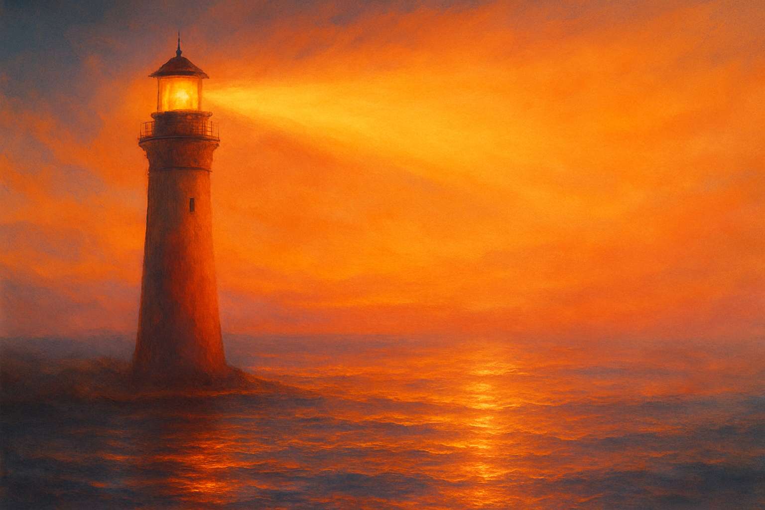 Phare éclairant en douceur – illustration du soin quantique comme lumière intérieure